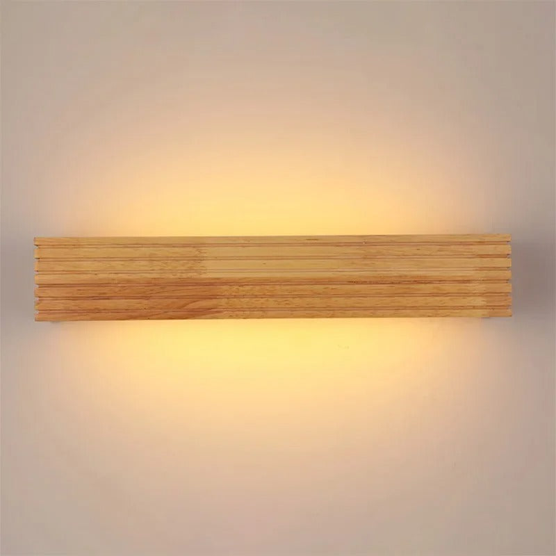 EmberGlow - Modern Wood LED Wall Lamp for Bedroom & Living Room