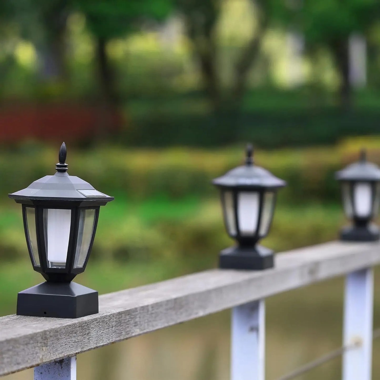 EnchantGlow 12-LED Solar Flame Post Light - Flickering Lamp Outdoor Waterproof