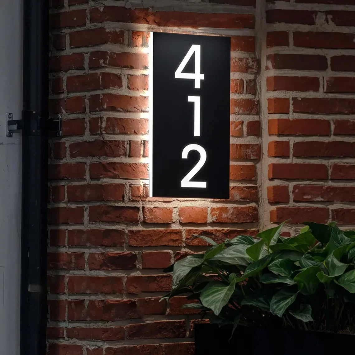 Minimalist Personalized Stainless Steel Backlit House Number Sign - Waterproof