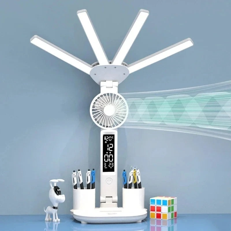 EvoLite - Rechargeable LED Desk Lamp with Fan Display