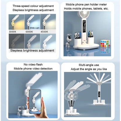 EvoLite - Rechargeable LED Desk Lamp with Fan Display