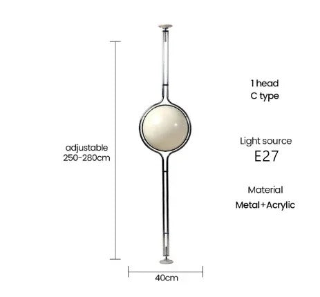 NovaDecor - Modern Chrome Floor Lamp with Acrylic Ball Shade