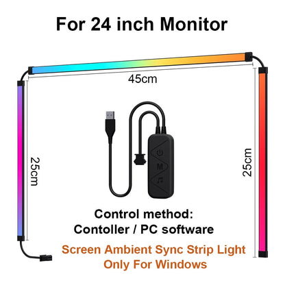 GlowSync Smart RGB Monitor Backlight Strip - Immersive Gaming & TV Experience