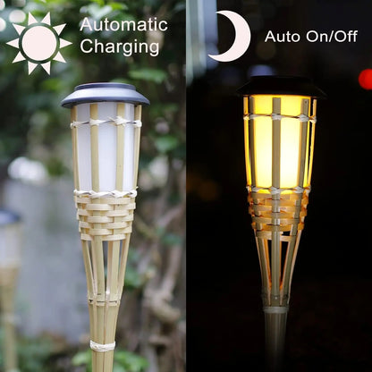 GardenGlo Solar LED Flame Torch - Waterproof Outdoor Landscape Light