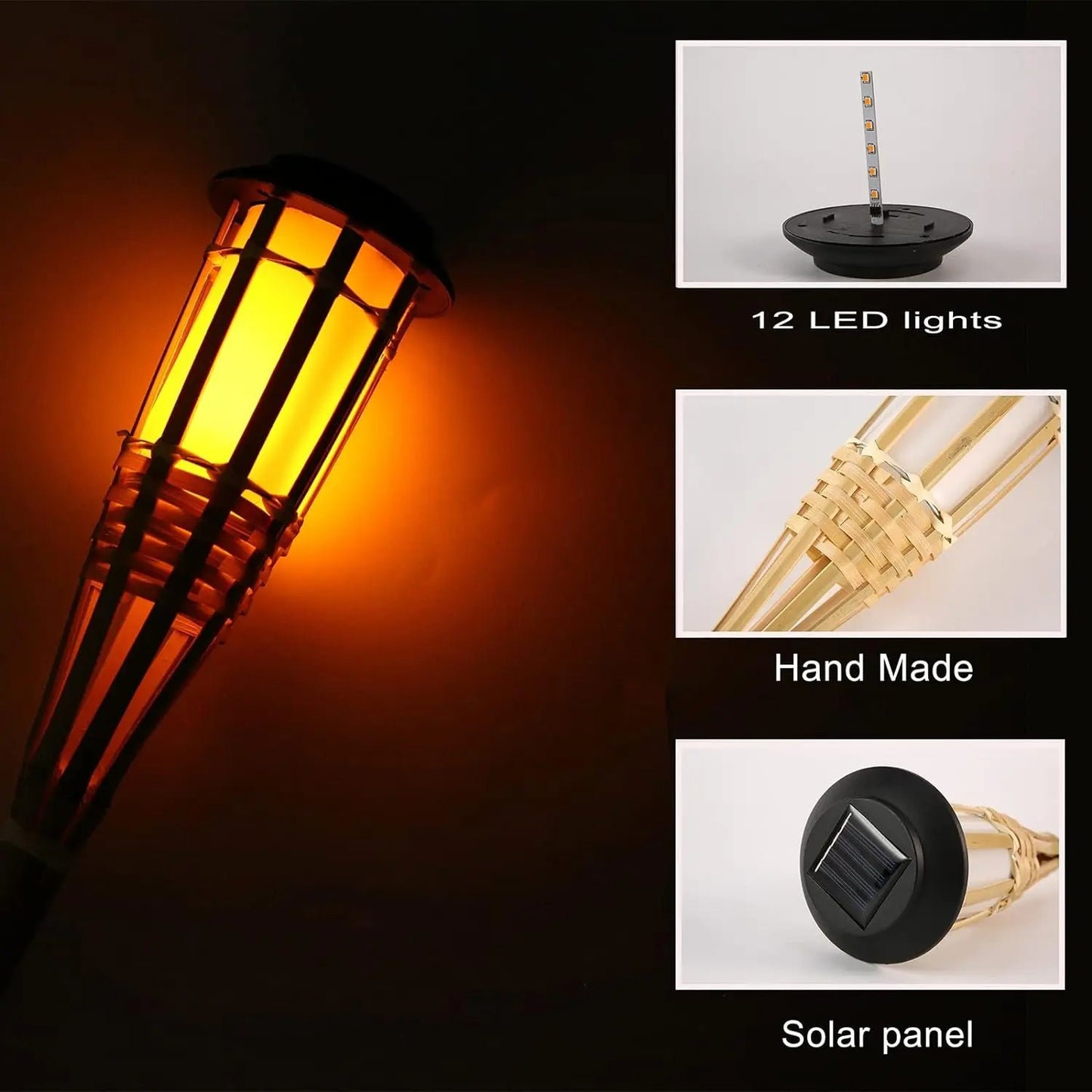 GardenGlo Solar LED Flame Torch - Waterproof Outdoor Landscape Light