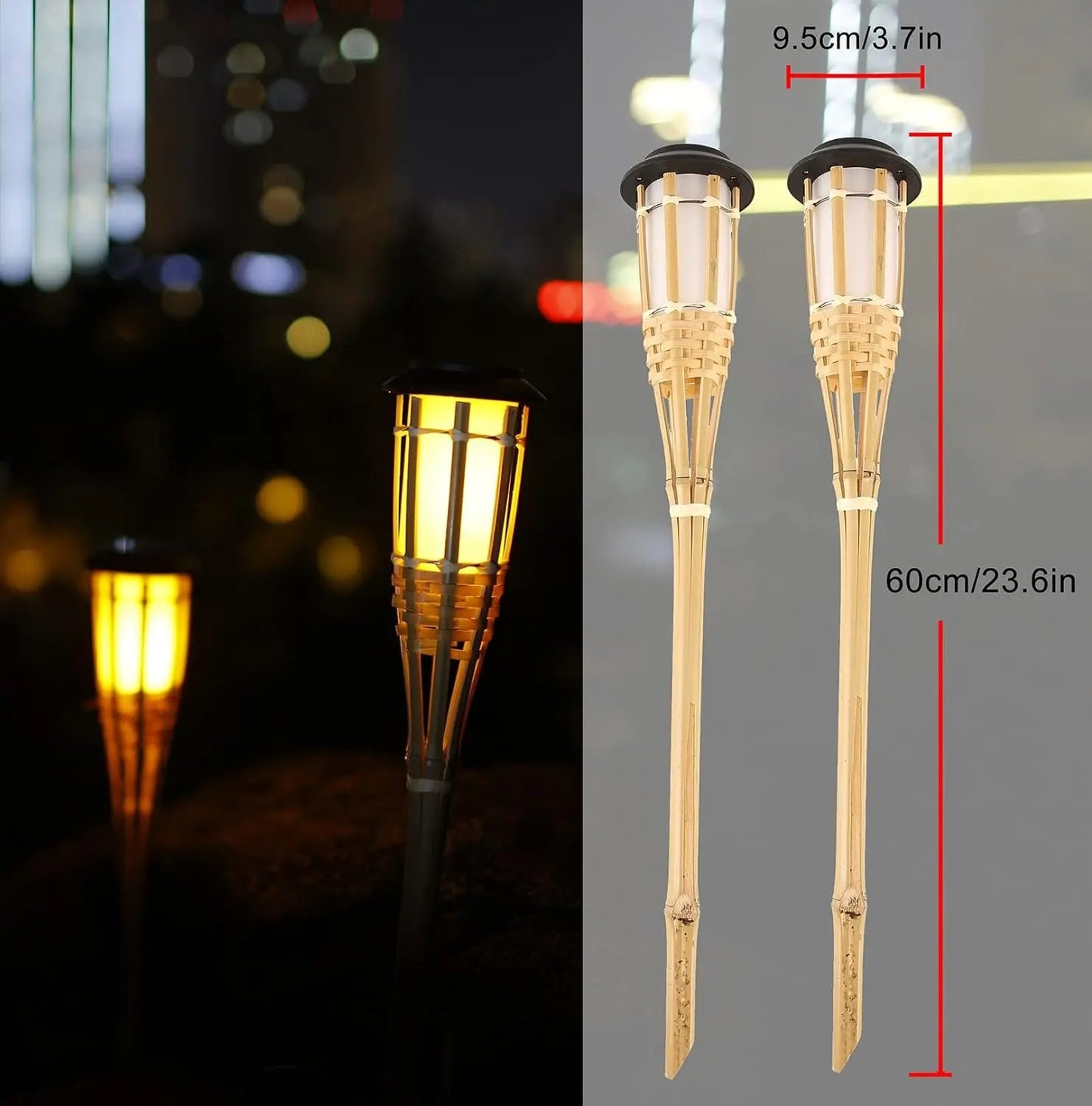 GardenGlo Solar LED Flame Torch - Waterproof Outdoor Landscape Light