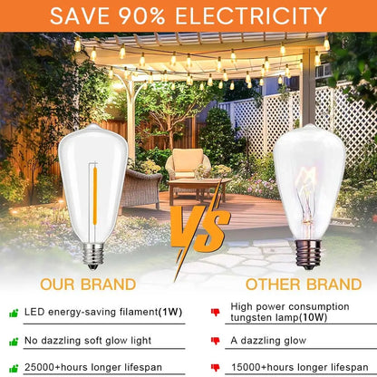 Glowscape - 12V LED Outdoor String Lights with Vintage ST38 Bulbs
