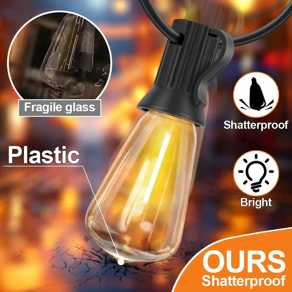 Glowscape - 12V LED Outdoor String Lights with Vintage ST38 Bulbs