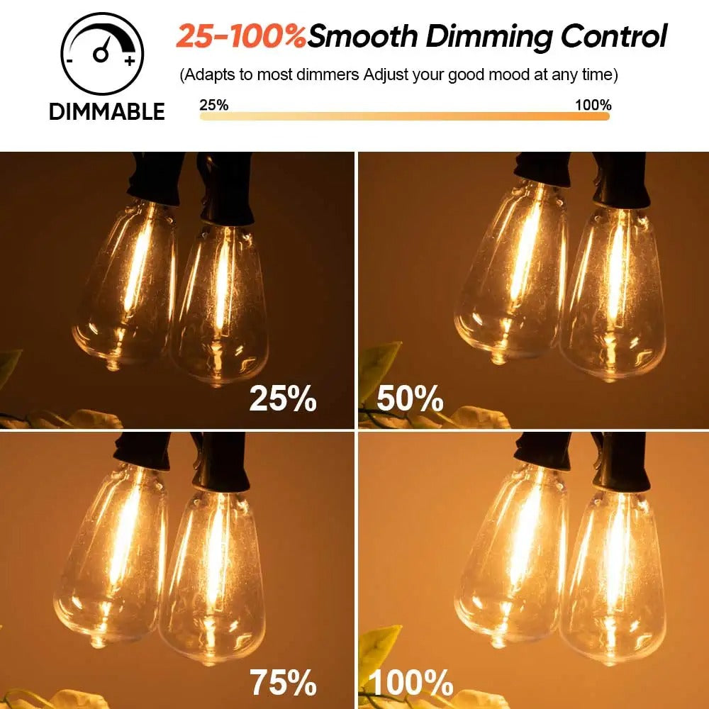 Glowscape - 12V LED Outdoor String Lights with Vintage ST38 Bulbs