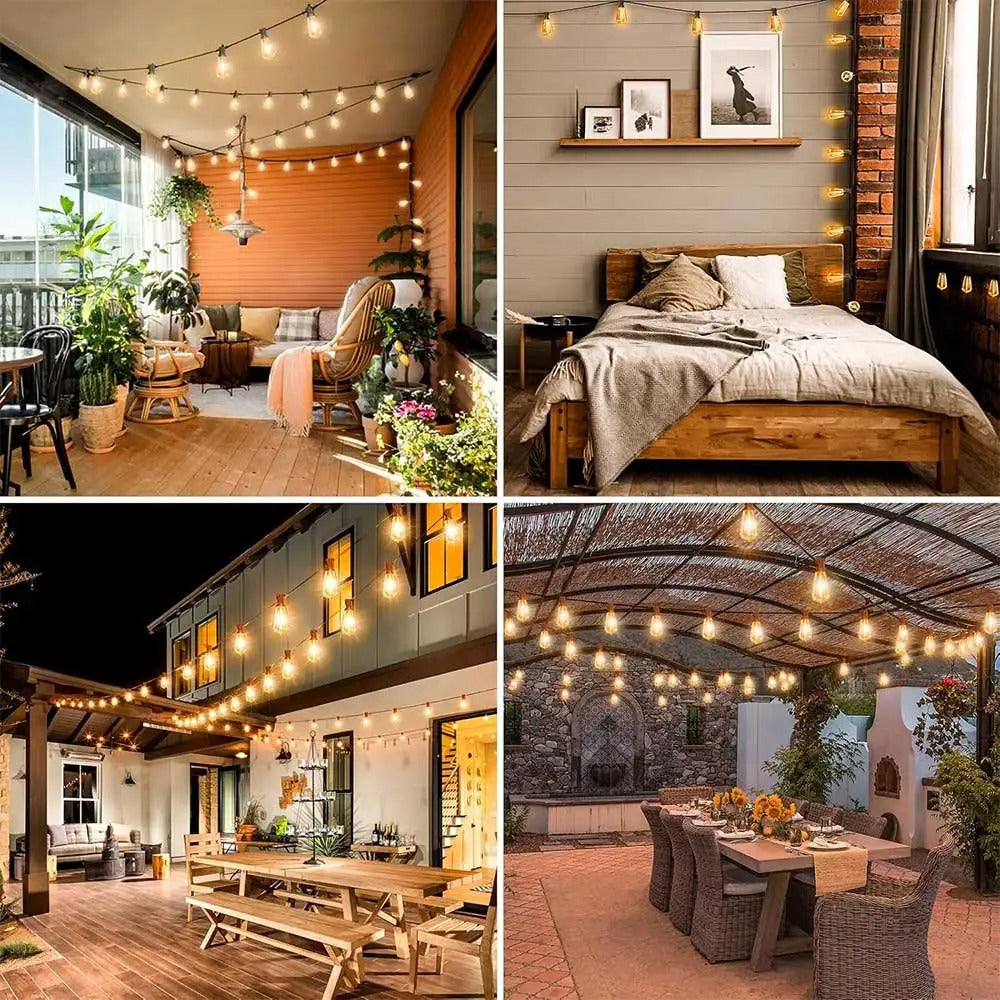 Glowscape - 12V LED Outdoor String Lights with Vintage ST38 Bulbs
