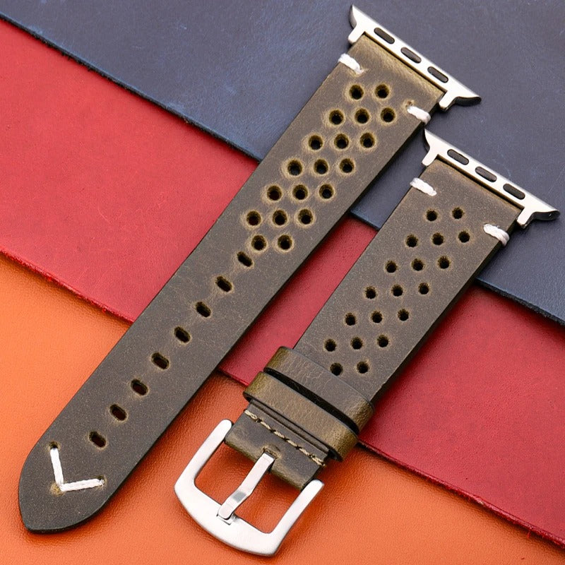 LuxeCraft - Genuine Leather Watch Strap for Apple Watch Series SE & 4–7
