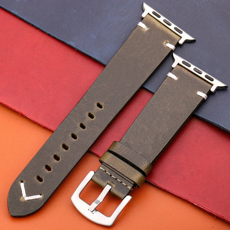 LuxeCraft - Genuine Leather Watch Strap for Apple Watch Series SE & 4–7