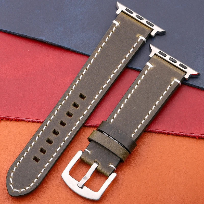 LuxeCraft - Genuine Leather Watch Strap for Apple Watch Series SE & 4–7