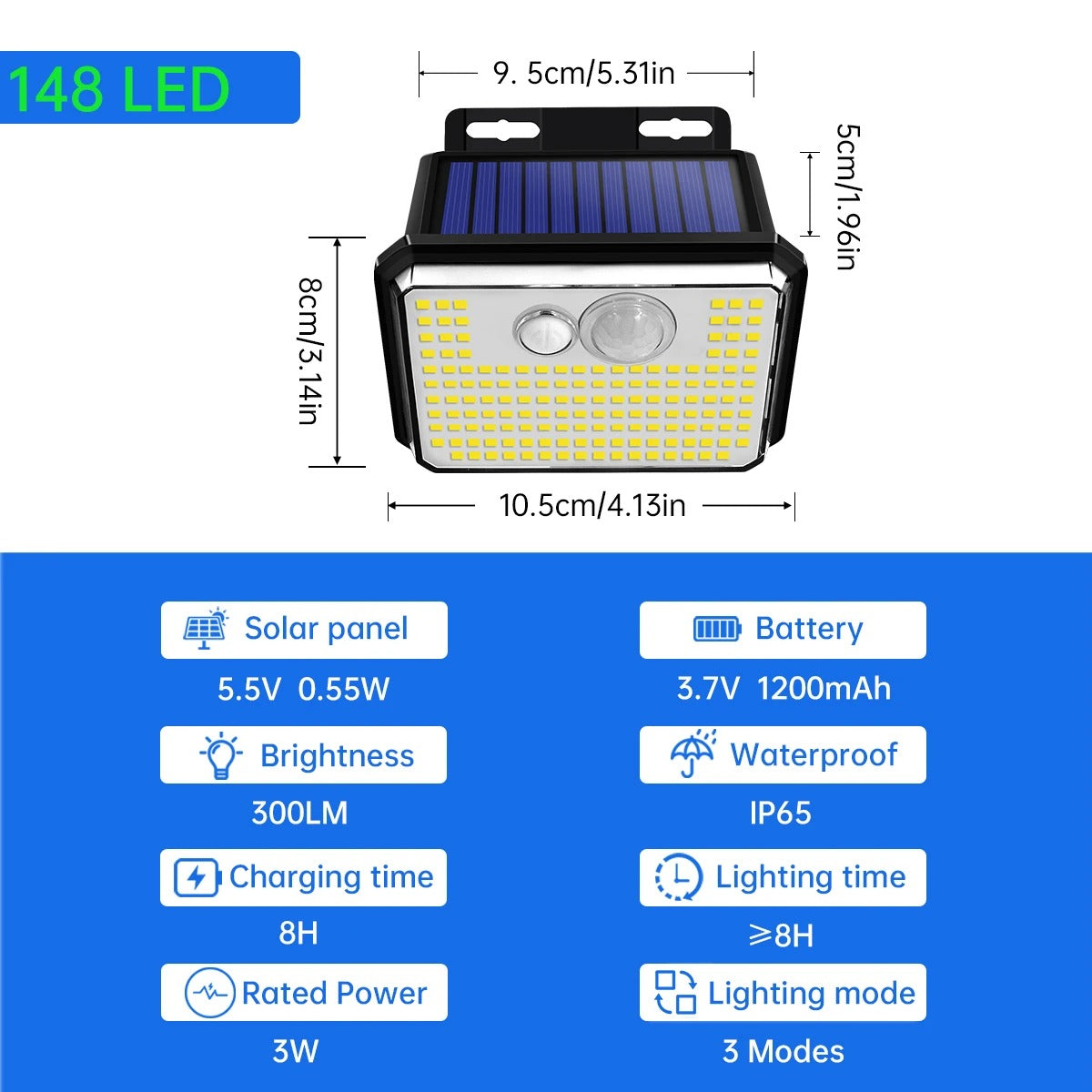 HomeLux - Bright 148 LED Solar Security Lights Outdoor Waterproof
