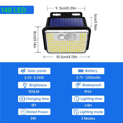 HomeLux - Bright 148 LED Solar Security Lights Outdoor Waterproof