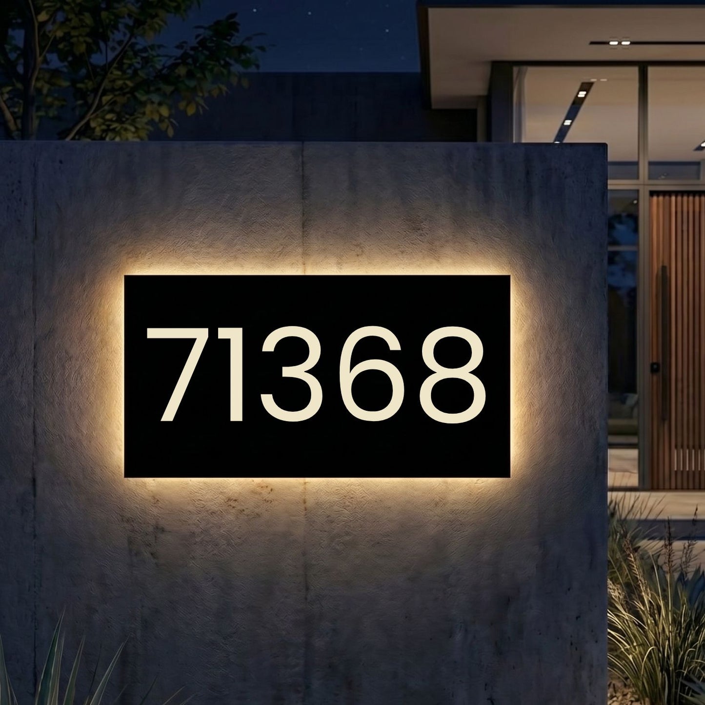 Personalized Modern LED Backlit House Number Signs - Stainless Steel, Waterproof