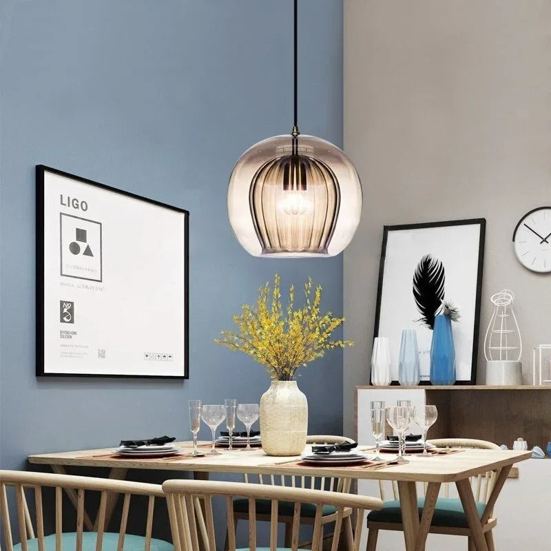 IlluminateLux Modern Glass LED Pendant Light for Dining & Home