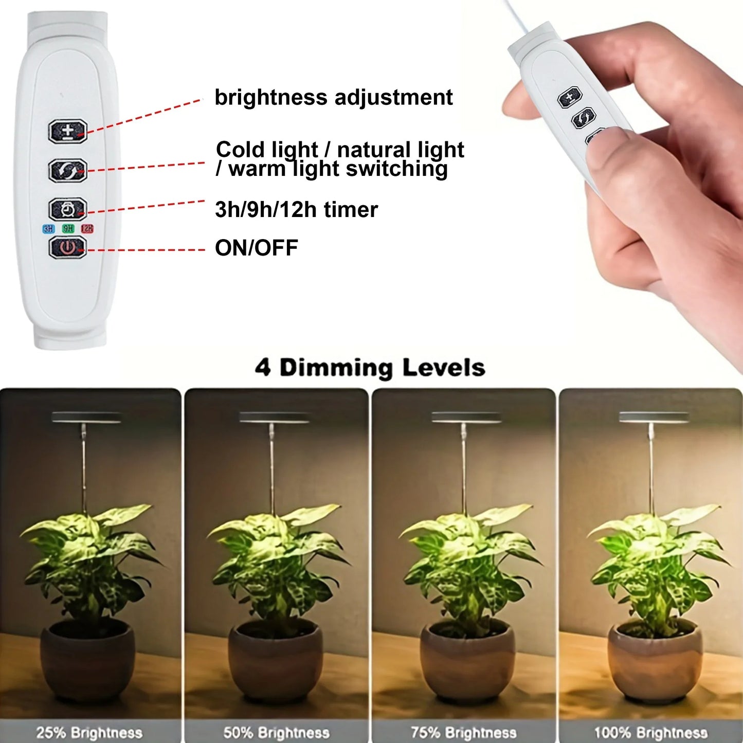 Indoor LED Plant Grow Lights with Stable Base - Adjustable Height & Full Spectrum Plant Lamp