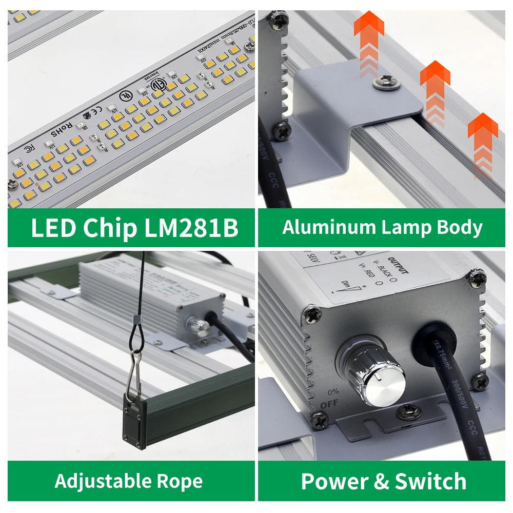 Indoor Plant Grow Light - 120W/200W Dimmable Full Spectrum LED with High PPFD
