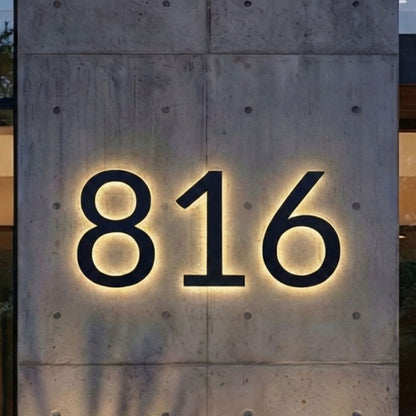 Modern Custom 3D Lighted House Numbers & Letters, Premium Stainless Steel and Waterproof
