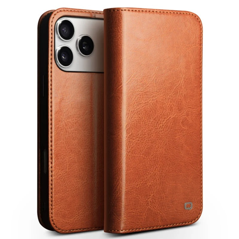 Luxury Genuine Leather Flip Case with Card Slots for iPhone