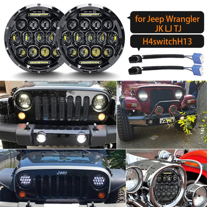 LightingLux - 7-Inch Round LED Headlights Pair for Jeep Wrangler