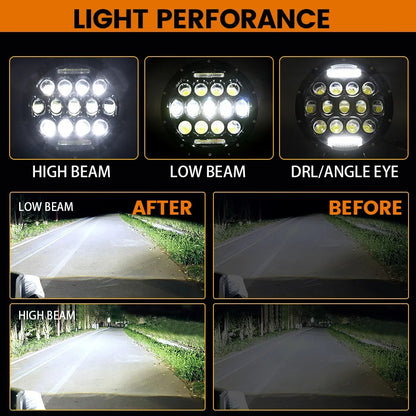 LightingLux - 7-Inch Round LED Headlights Pair for Jeep Wrangler