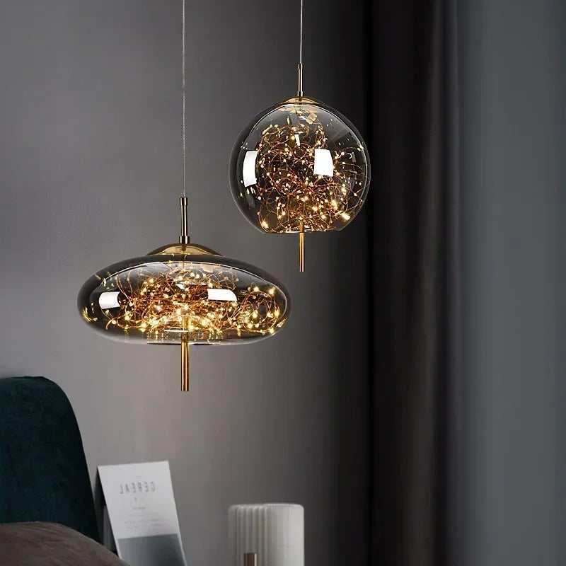 LumiDecor - Nordic Glass Bedside Pendant Light – Artistic Star-Inspired Lamp