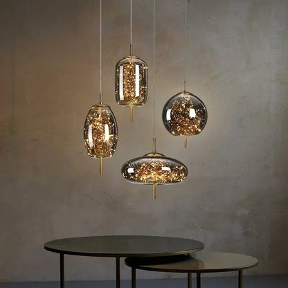LumiDecor - Nordic Glass Bedside Pendant Light – Artistic Star-Inspired Lamp