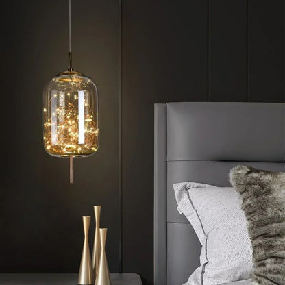 LumiDecor - Nordic Glass Bedside Pendant Light – Artistic Star-Inspired Lamp