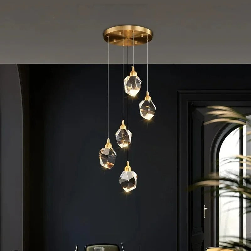 LumiDecor Nordic LED Crystal Ball Chandelier - 1/3/5 Head Gold Pendant Light
