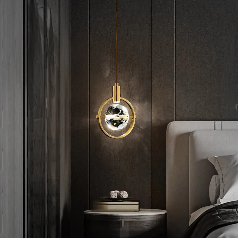 LumiGlow LED Crystal Hanging Lamp - Modern Bedside & Cafe Light