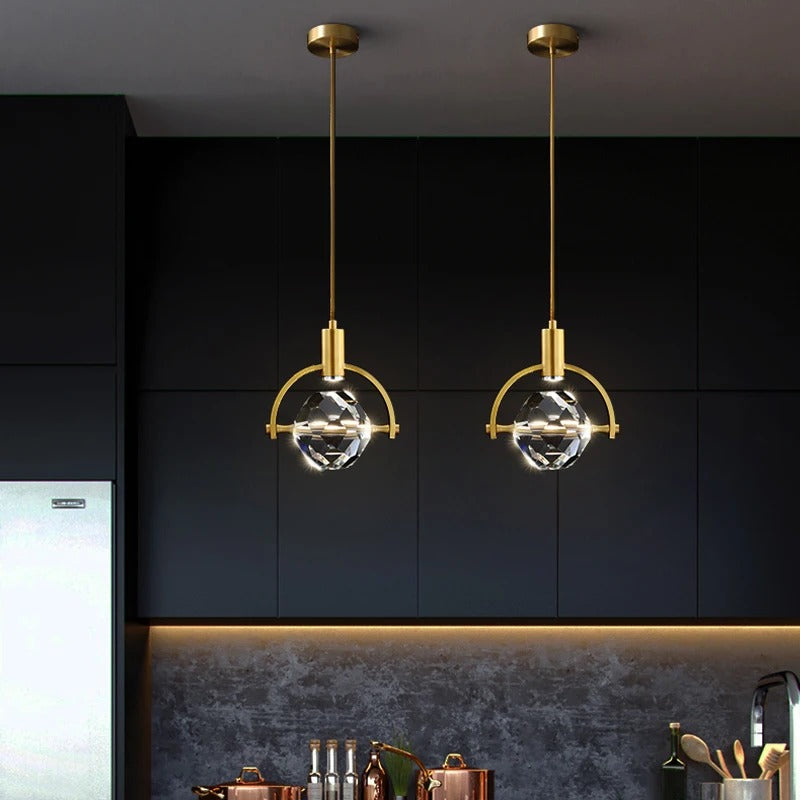 LumiGlow LED Crystal Hanging Lamp - Modern Bedside & Cafe Light