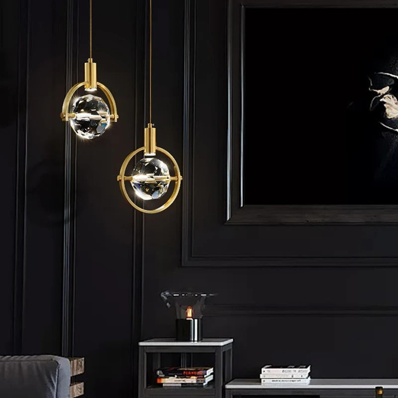 LumiGlow LED Crystal Hanging Lamp - Modern Bedside & Cafe Light