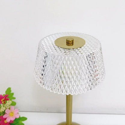 LumiGlow Retro Crystal Table Lamp - Rechargeable & Dimmable