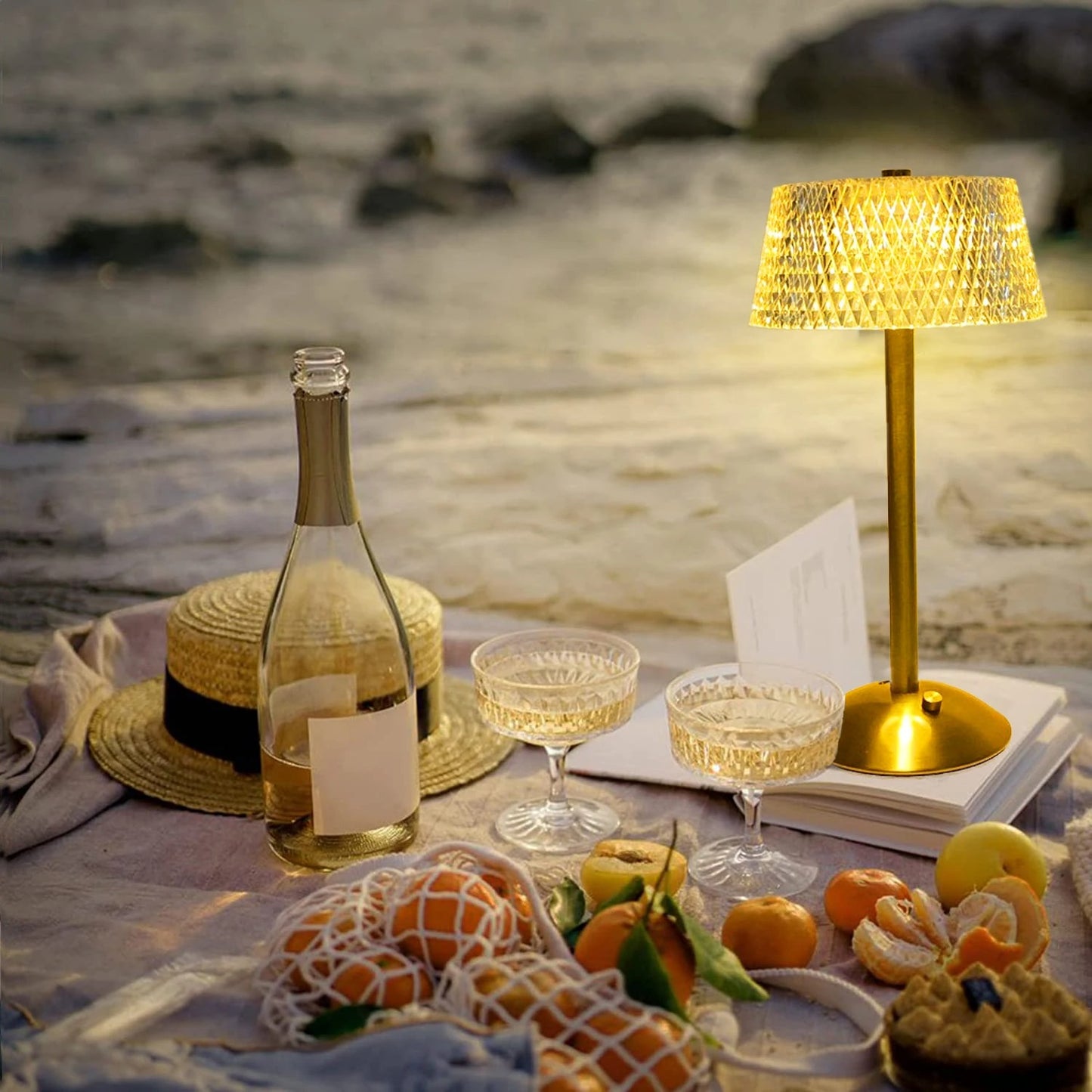 LumiGlow Retro Crystal Table Lamp - Rechargeable & Dimmable