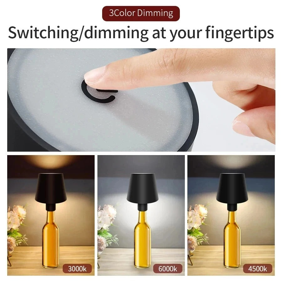 LumiPour - Wireless Wine Bottle LED Table Lamp with Touch Control