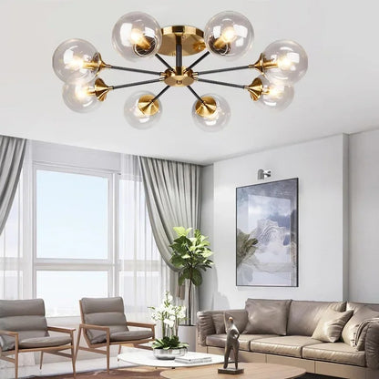 LumiStyle - Modern LED Glass Ball Pendant Light Gold Retro Ceiling Fixture
