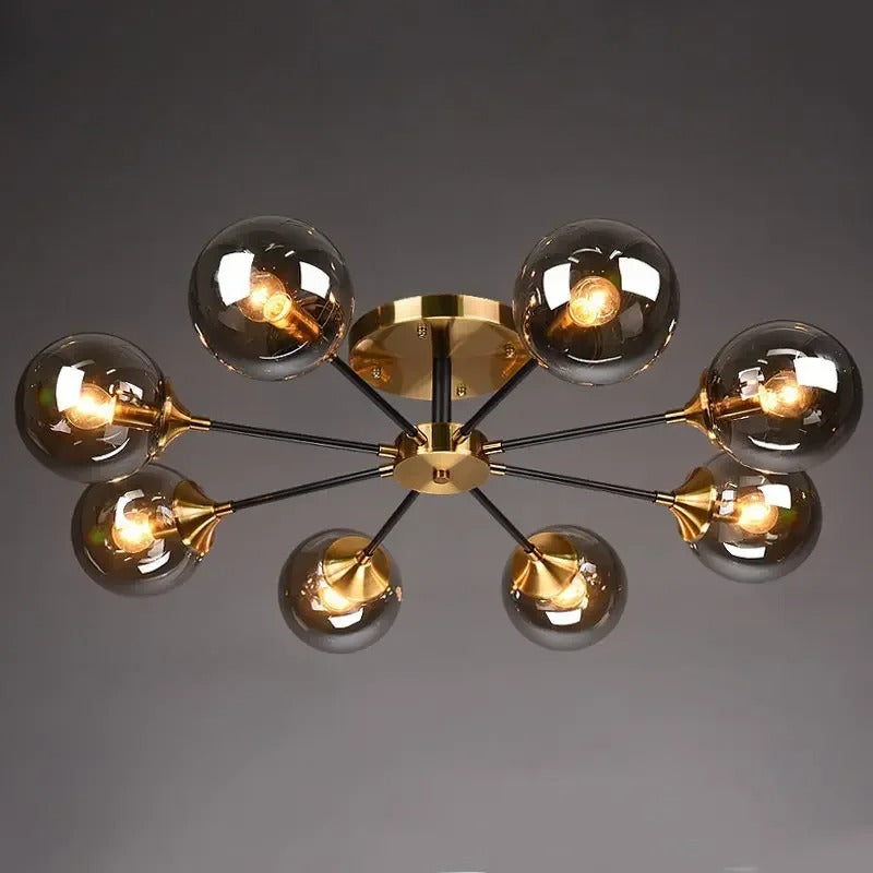 LumiStyle - Modern LED Glass Ball Pendant Light Gold Retro Ceiling Fixture