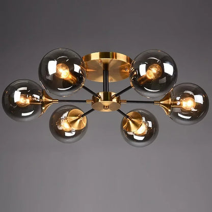 LumiStyle - Modern LED Glass Ball Pendant Light Gold Retro Ceiling Fixture