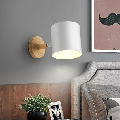 Luminos Nordic Macaron LED Wall Sconce - Minimalist Solid Wood Indoor Light