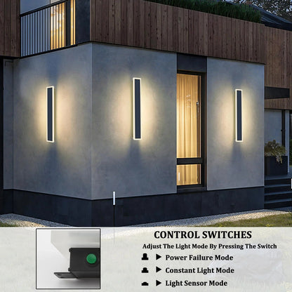 Luminova - Modern Outdoor Long Solar LED Wall Lights, Waterproof & Energy Efficient
