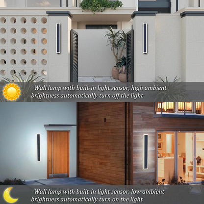 Luminova - Modern Outdoor Long Solar LED Wall Lights, Waterproof & Energy Efficient