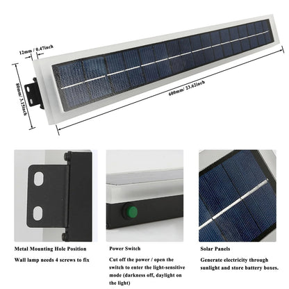 Luminova - Modern Outdoor Long Solar LED Wall Lights, Waterproof & Energy Efficient