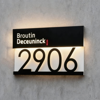 LuxView Solar LED House Number Sign - Automatic Illuminated Address Plaque