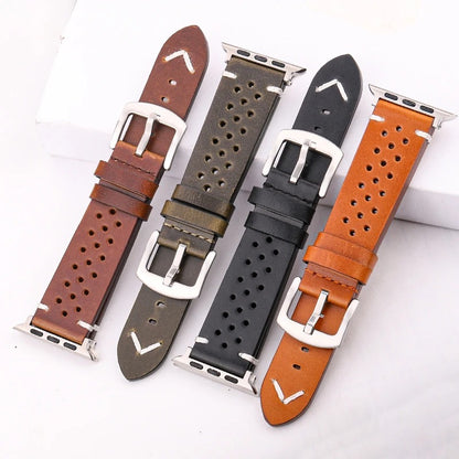 LuxeCraft - Genuine Leather Watch Strap for Apple Watch Series SE & 4–7