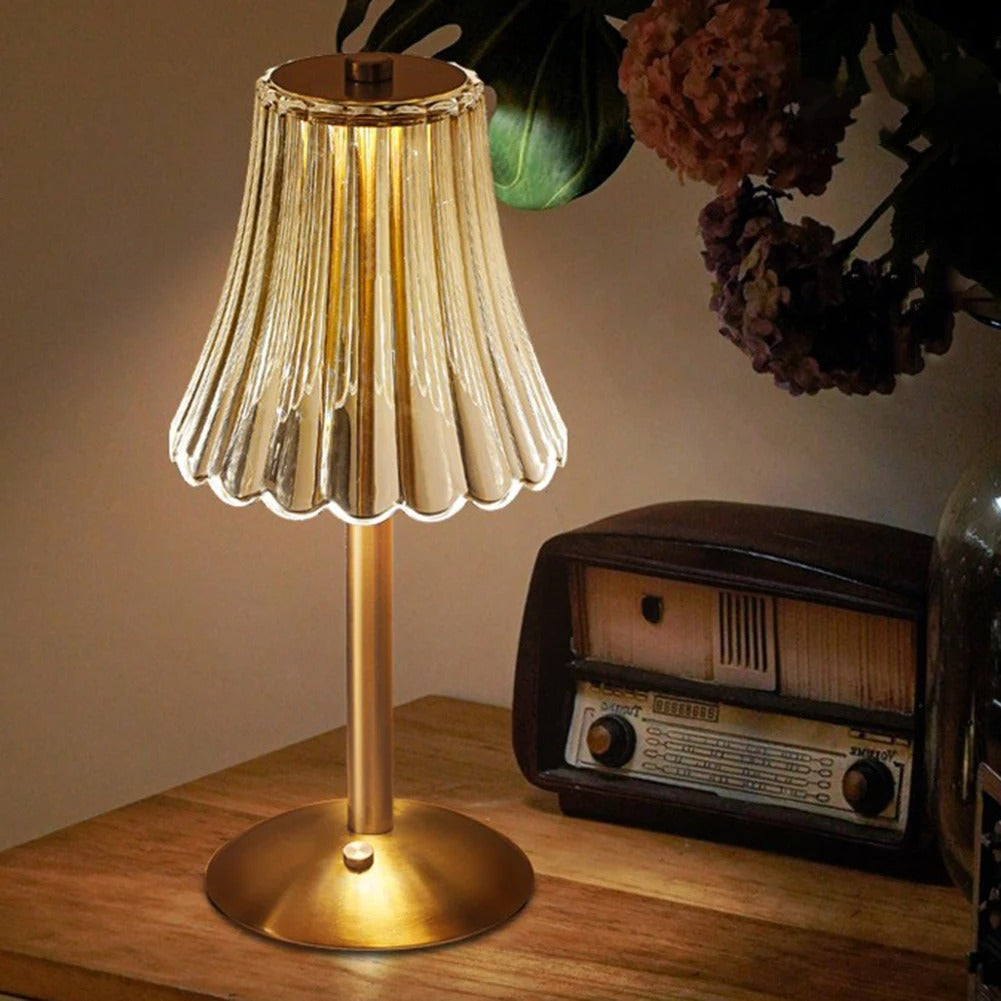 Luxurious Crystal Table Light, Rechargeable, Touch Dimmable 3 Color LED Lamp for Home Decoration