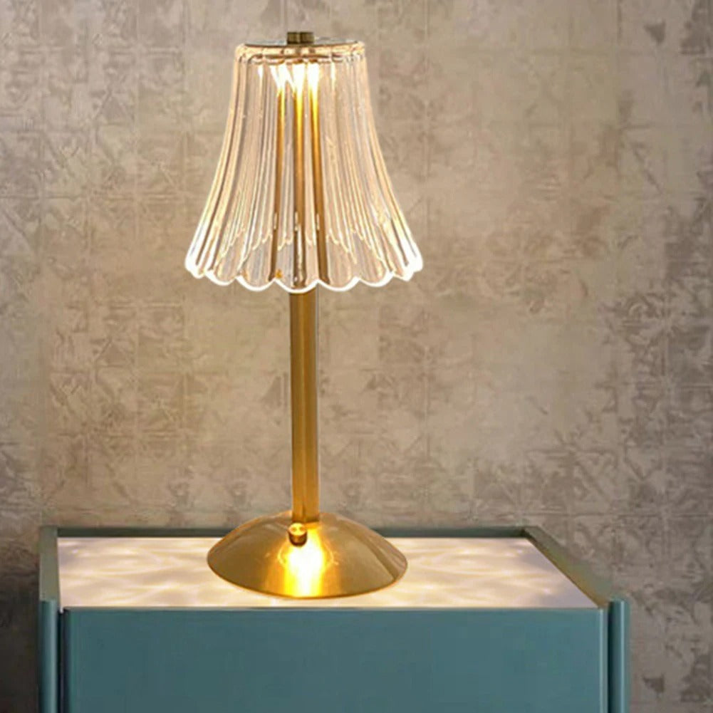 Luxurious Crystal Table Light, Rechargeable, Touch Dimmable 3 Color LED Lamp for Home Decoration