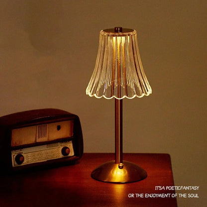 Luxurious Crystal Table Light, Rechargeable, Touch Dimmable 3 Color LED Lamp for Home Decoration