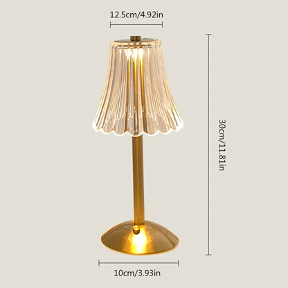 Luxurious Crystal Table Light, Rechargeable, Touch Dimmable 3 Color LED Lamp for Home Decoration